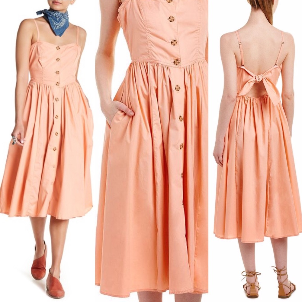 Free People Perfect Peach Poplin Midi Dress